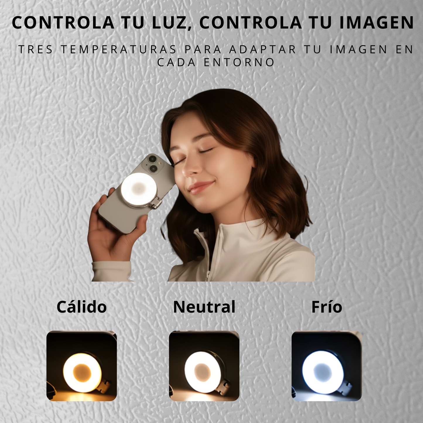 Soporte Magnético para móvil 3 en 1 con Luz LED y Espejo